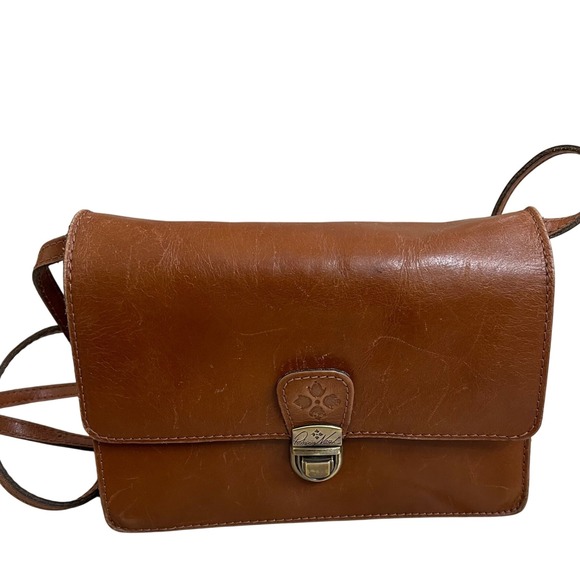 Patricia Nash Lanza Classic Crossbody Organizer Purse Clutch Tan Leather - Picture 1 of 15